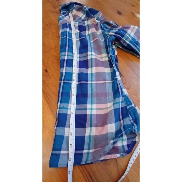 American Eagle Outfitters Blue & Pink Plaid Snap-Up Shirt M 2012 - Picture 4 of 8